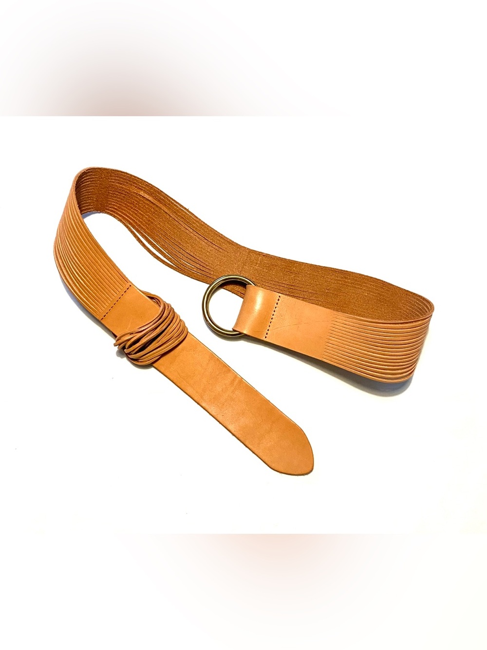 Anthropologie Tonya Double O-Ring Leather Multi-Strand Belt Tan XS/S Boho